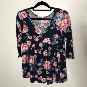Floral Peplum Criss Cross front top